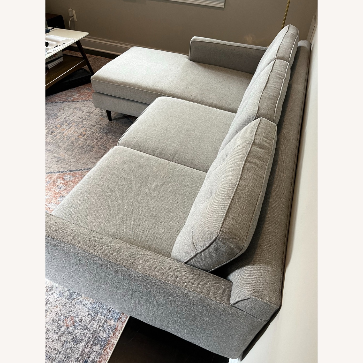 West Elm Drake Light Gray Linen 2 Piece Sectional - image-3