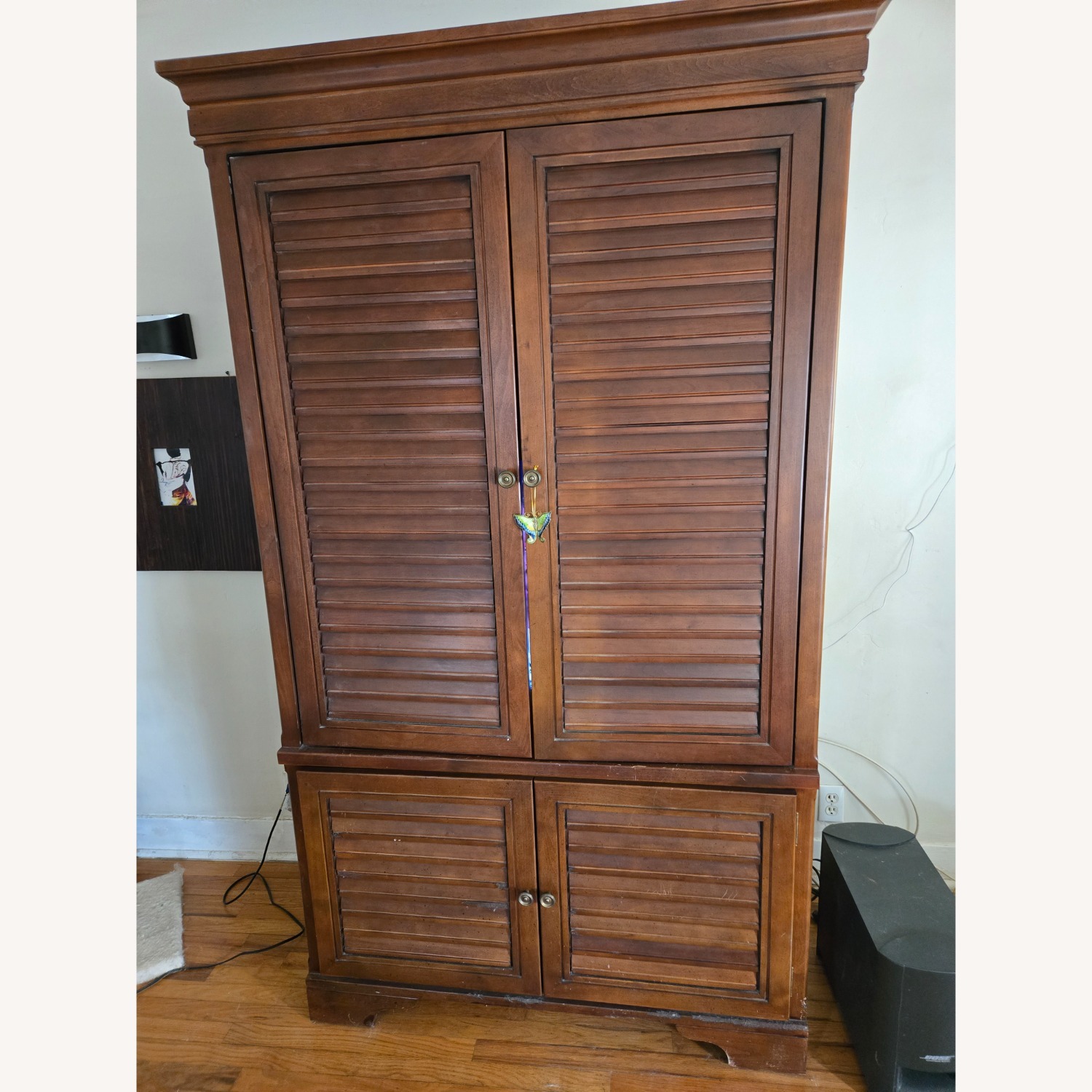 Dark Brown Wood Media Storage - image-1