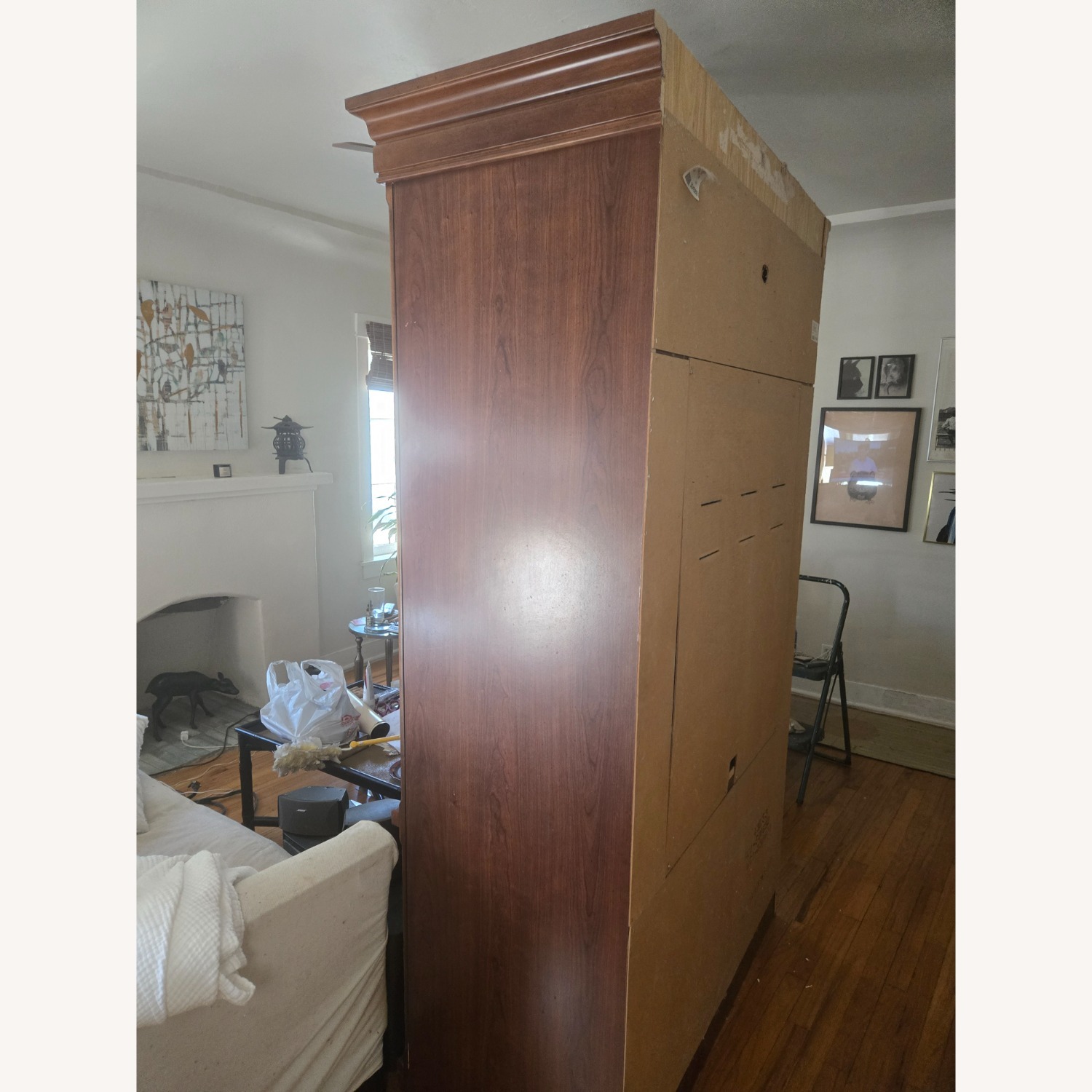 Dark Brown Wood Media Storage - image-3