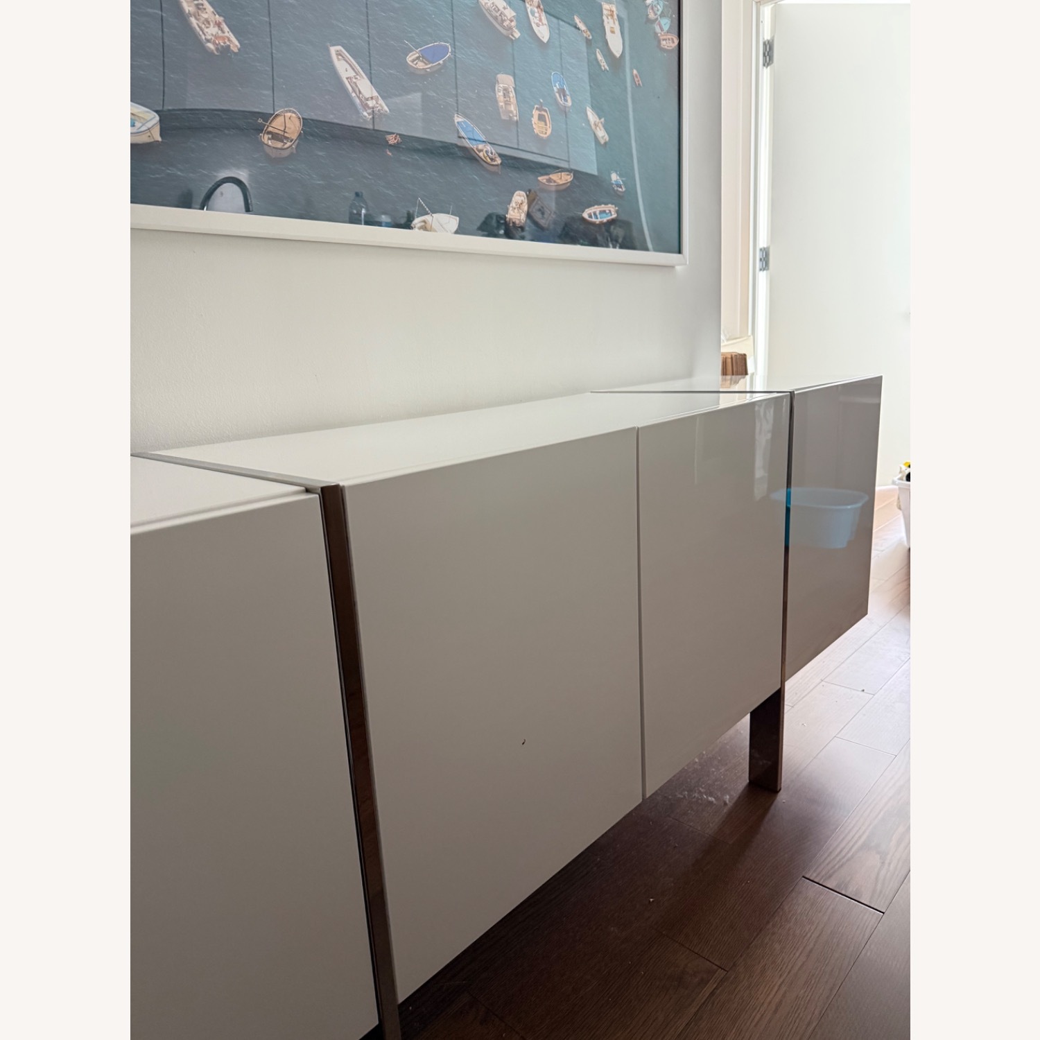 White High-Gloss Lacquer Sideboard + Chrome Legs - image-2
