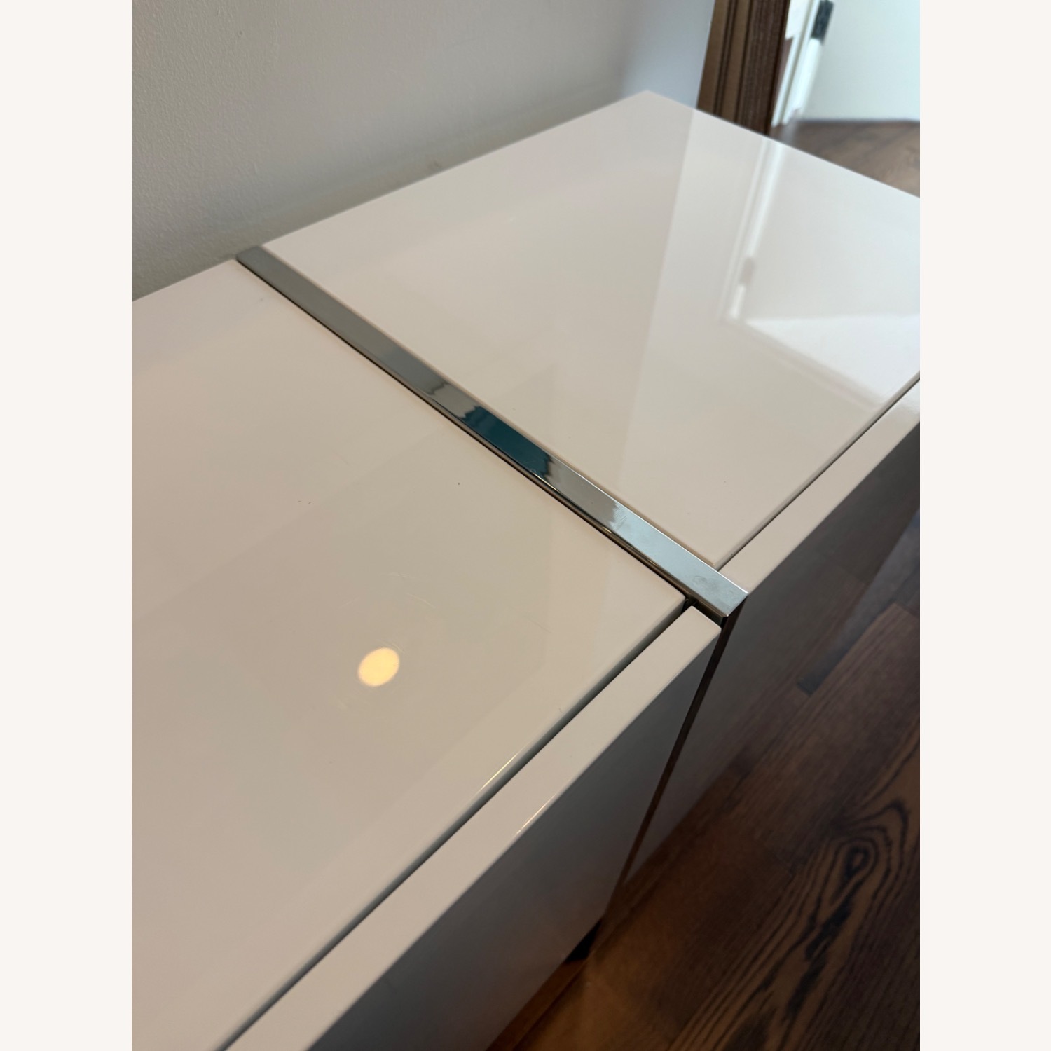 White High-Gloss Lacquer Sideboard + Chrome Legs - image-5