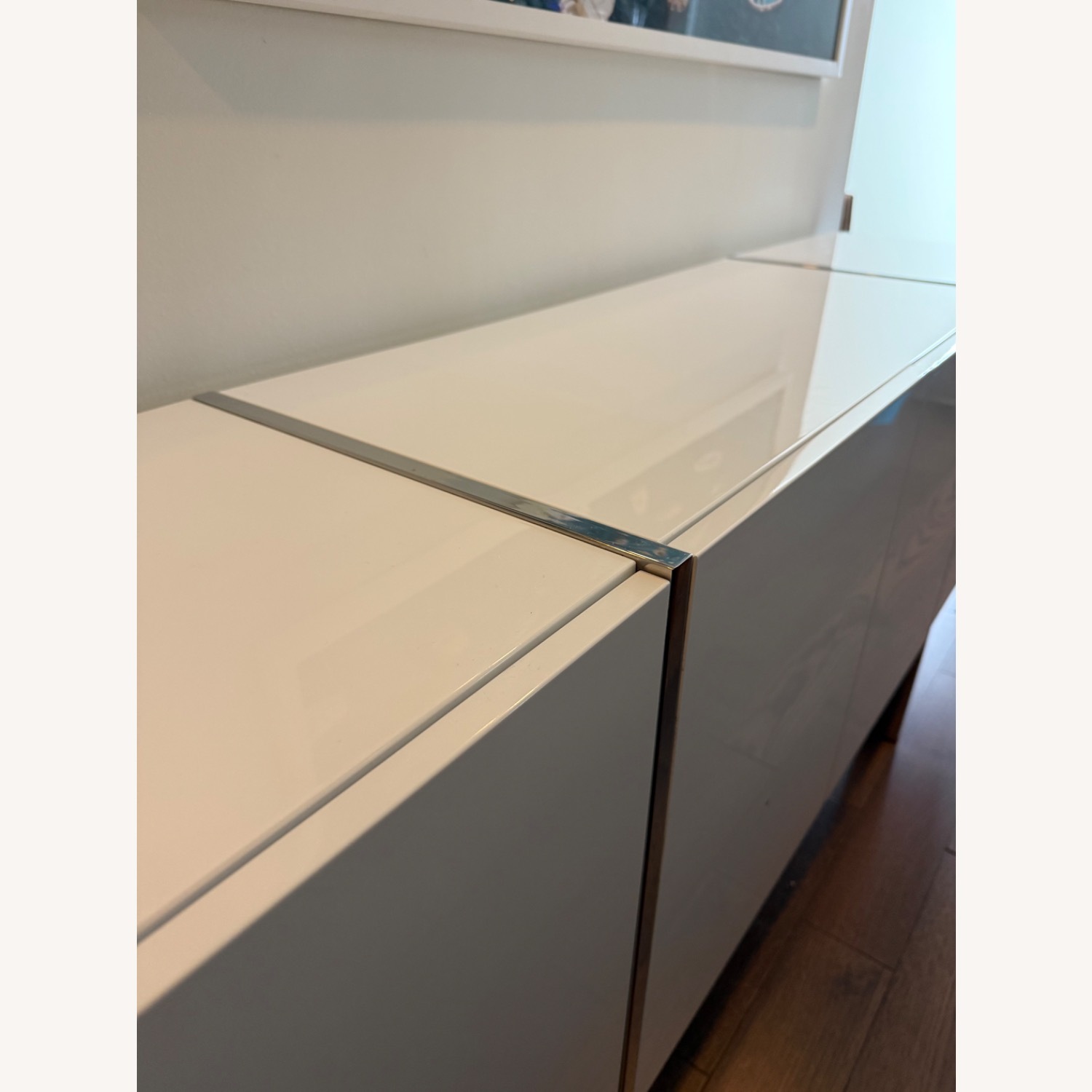 White High-Gloss Lacquer Sideboard + Chrome Legs - image-9