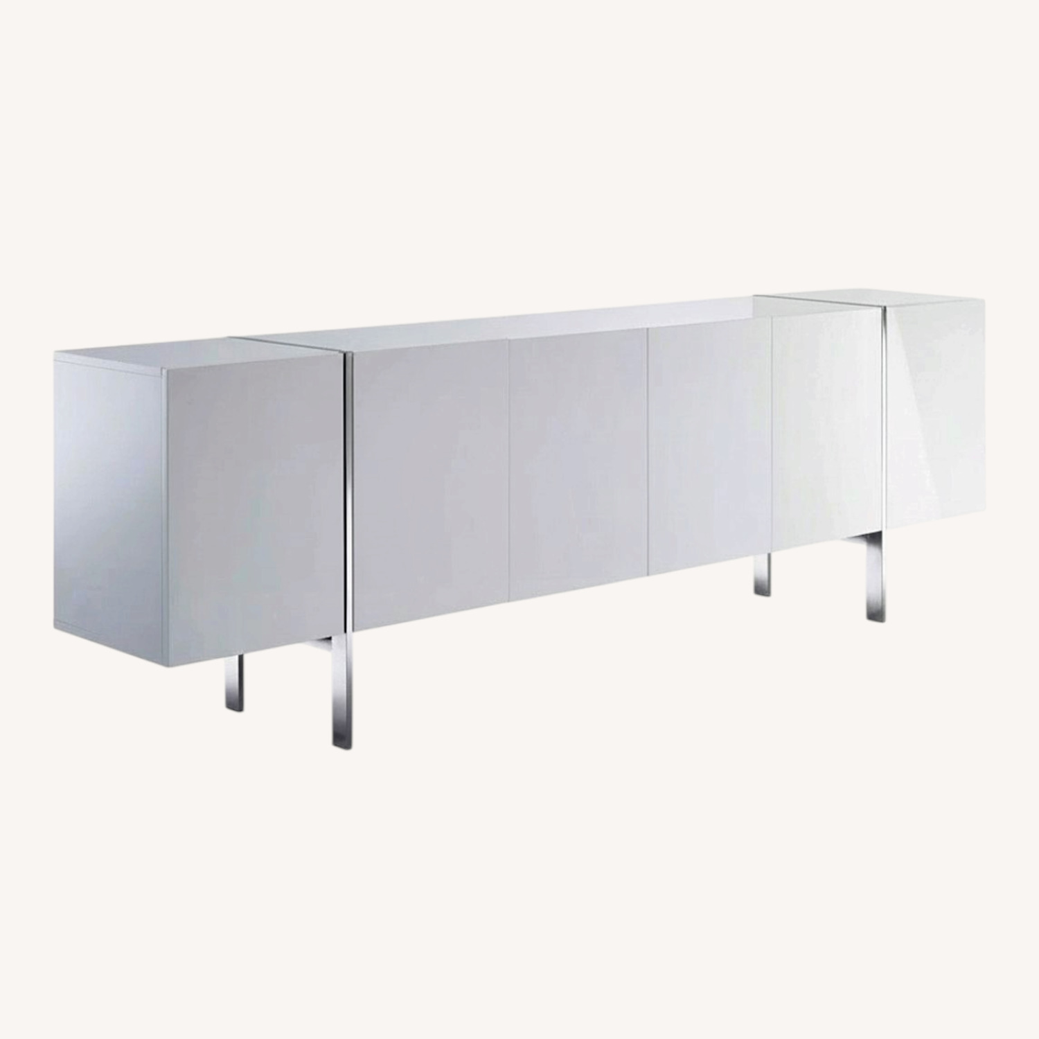 White High-Gloss Lacquer Sideboard + Chrome Legs - image-0
