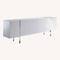 White High-Gloss Lacquer Sideboard + Chrome Legs