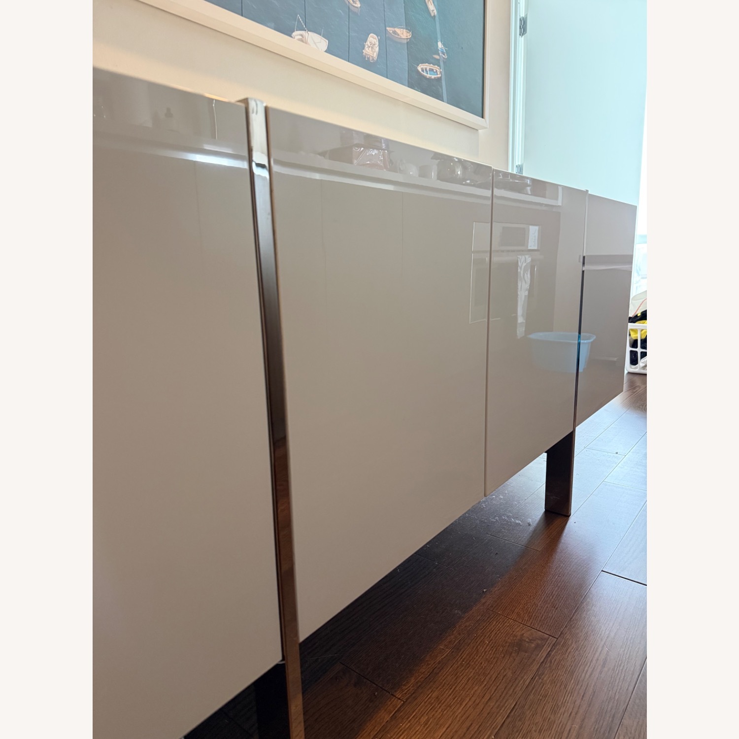 White High-Gloss Lacquer Sideboard + Chrome Legs - image-13