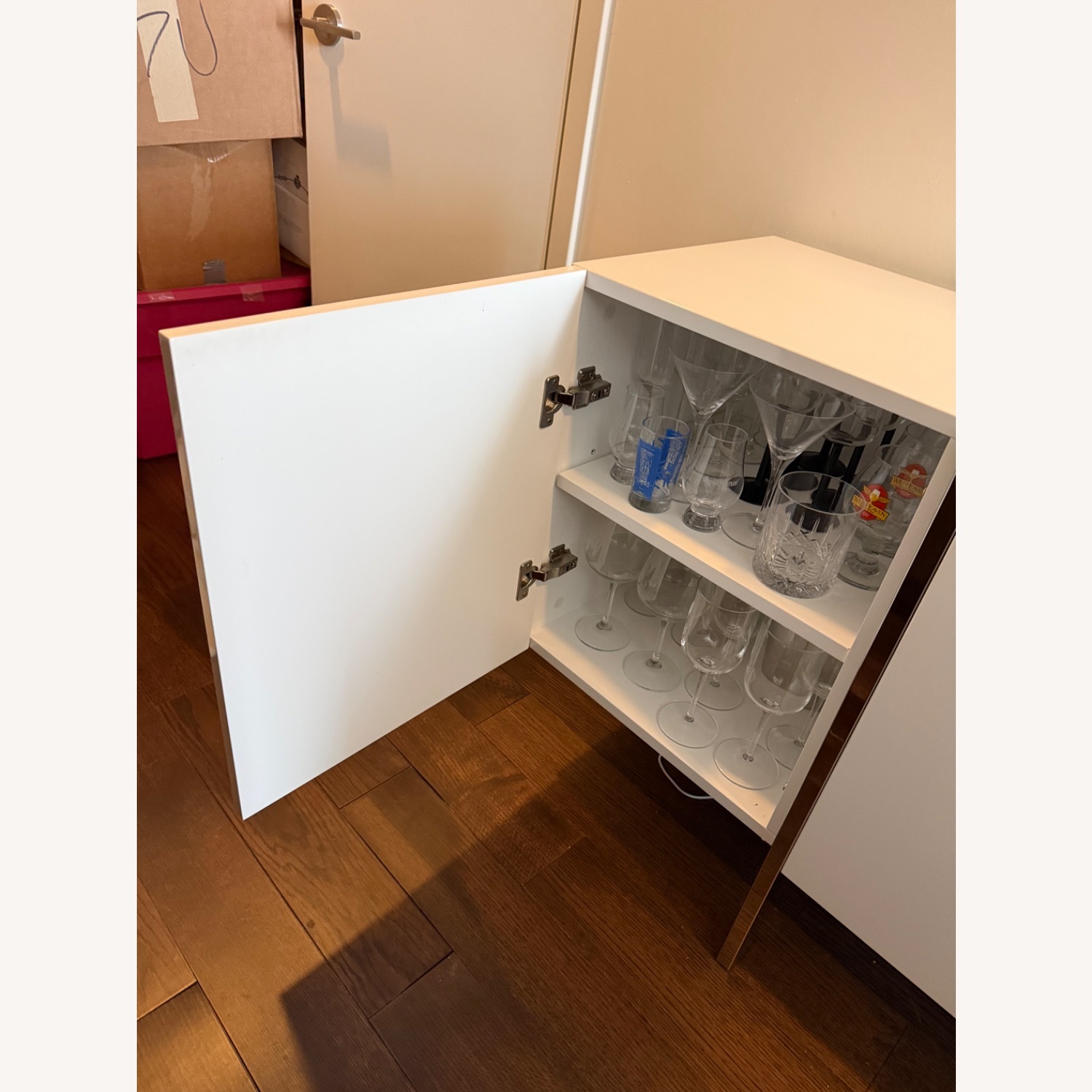 White High-Gloss Lacquer Sideboard + Chrome Legs - image-8