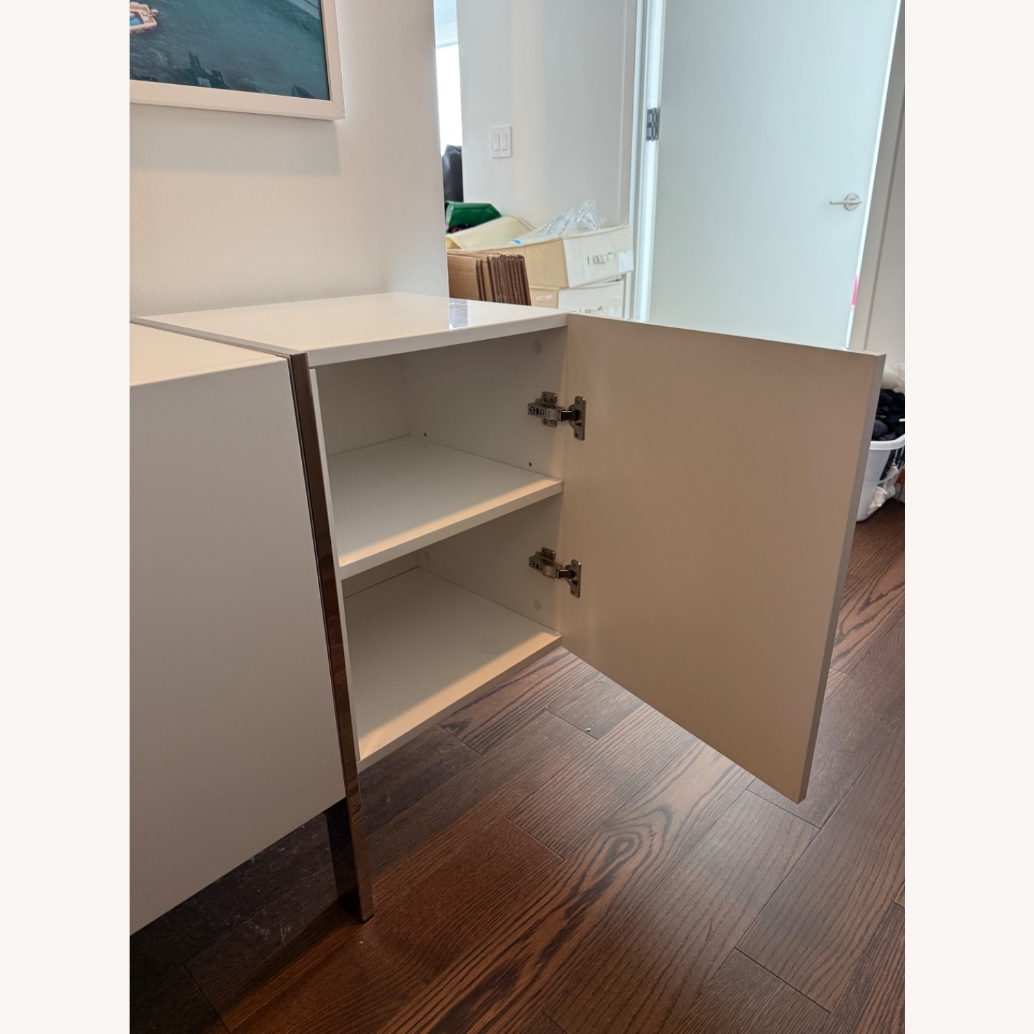 White High-Gloss Lacquer Sideboard + Chrome Legs - image-4