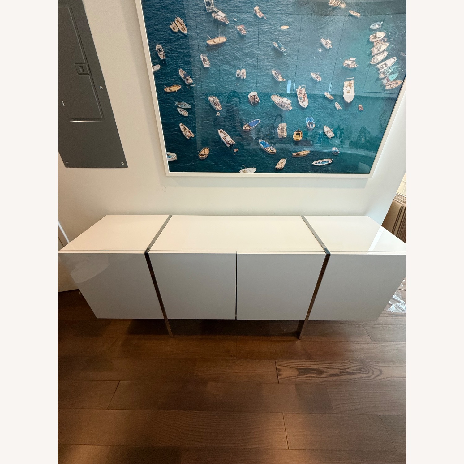 White High-Gloss Lacquer Sideboard + Chrome Legs - image-11