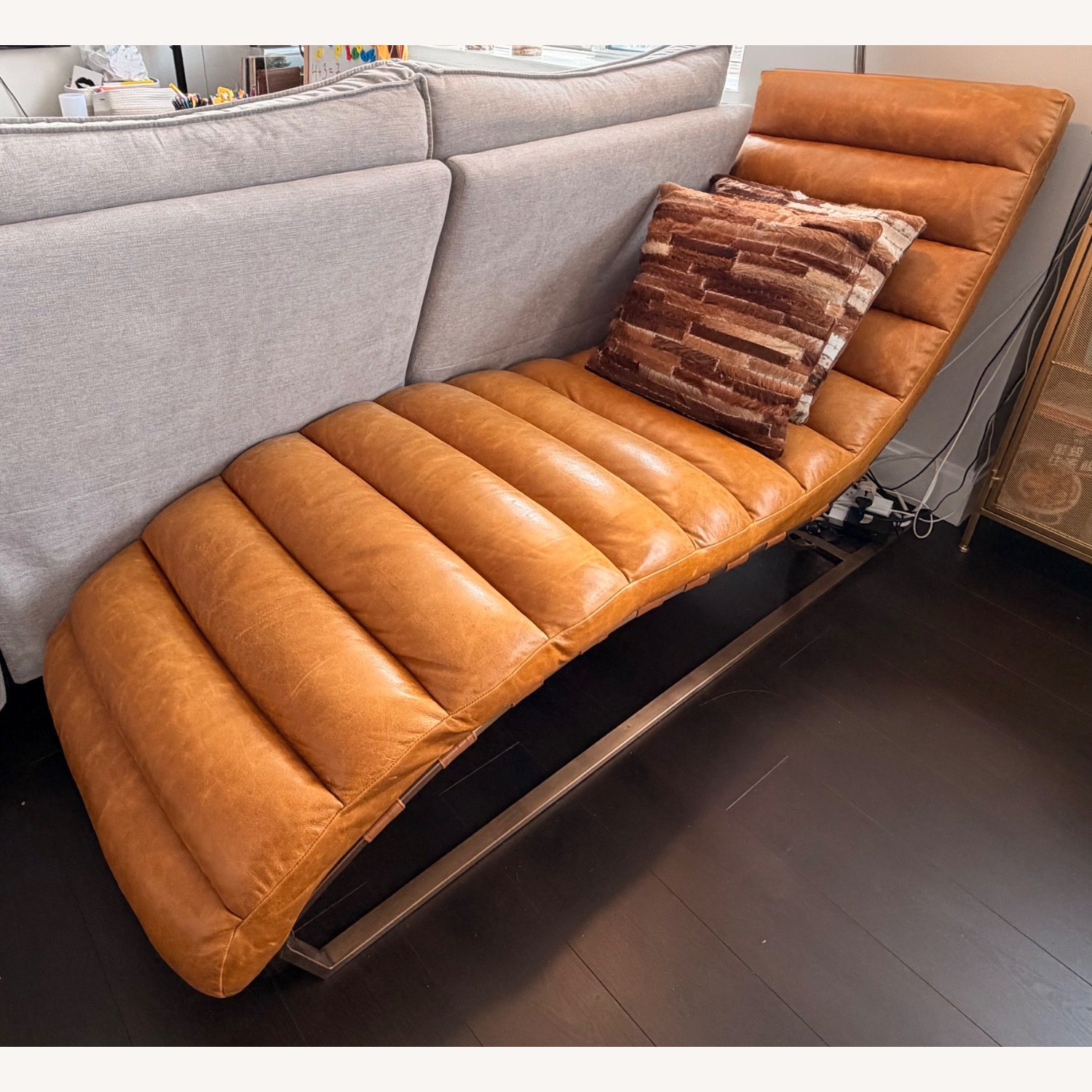 Nobutaka Leather Chaise Lounge - image-1