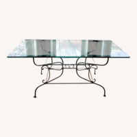 Pierre Deux Glass Dining Table with Iron Base
