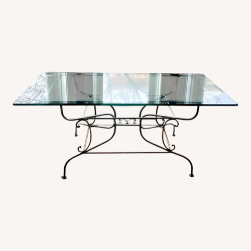 Used Pierre Deux Glass Dining Table with Iron Base for sale on AptDeco