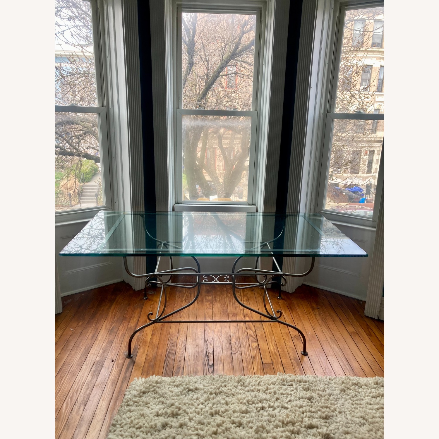 Pierre Deux Glass Dining Table with Iron Base - image-1