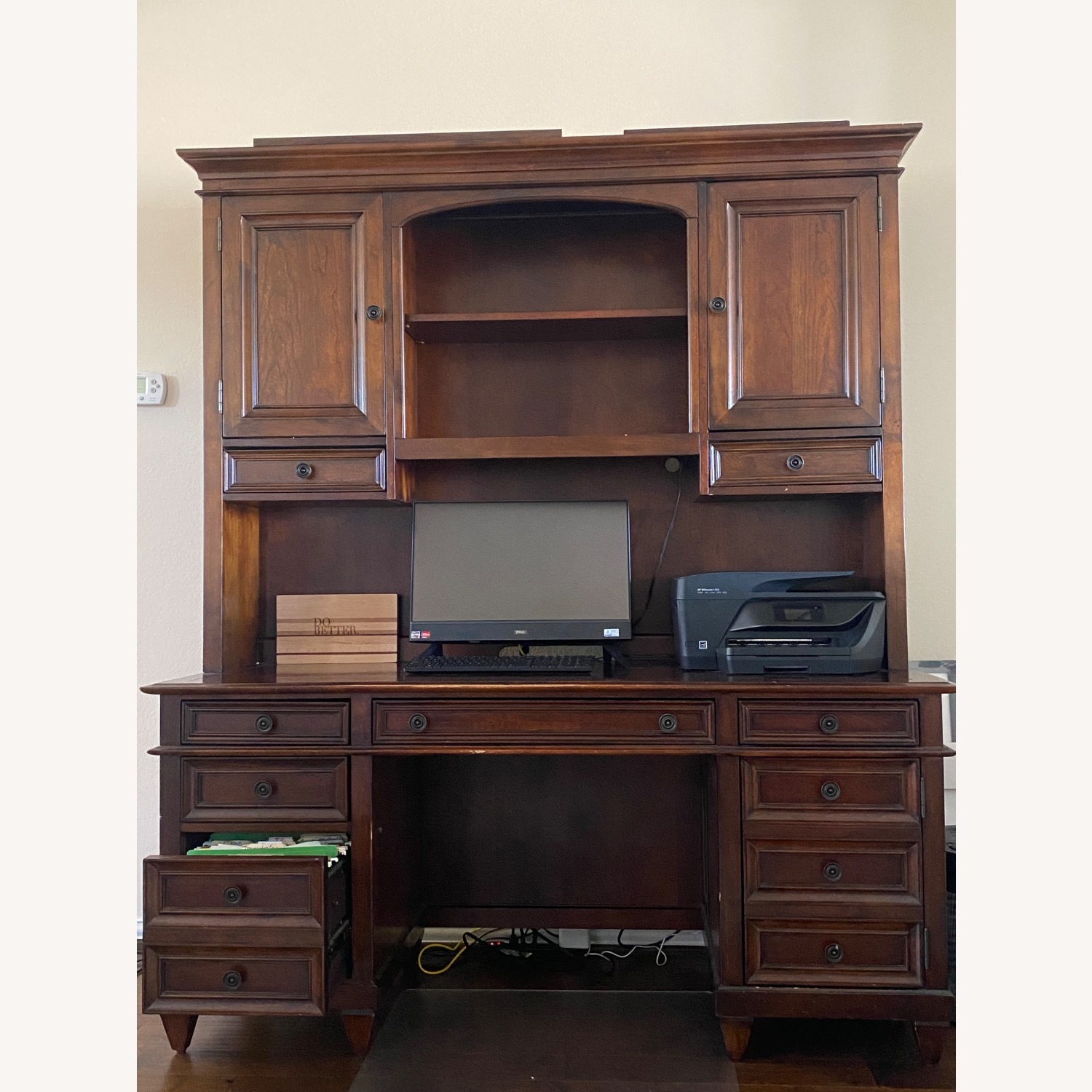 Wooden Office Desk With Hutch - image-1