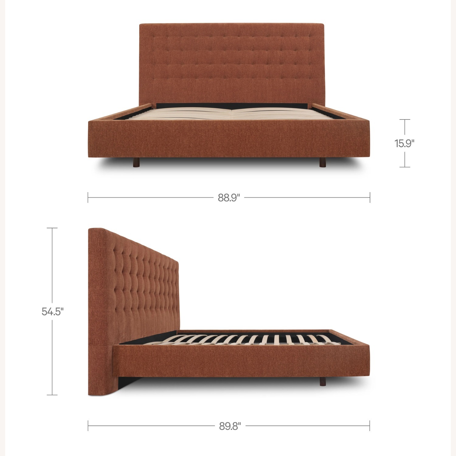 Court Dark Brown Fabric King Bed - image-5