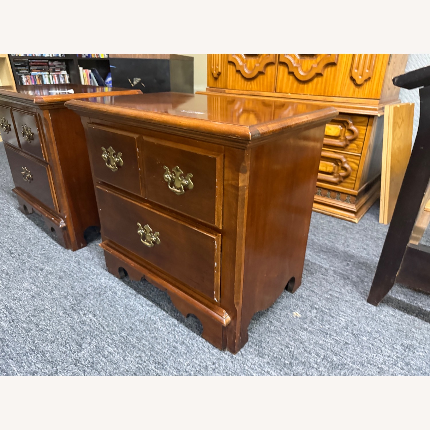 Vintage/Antique Dark Brown Wood Nightstands - image-3