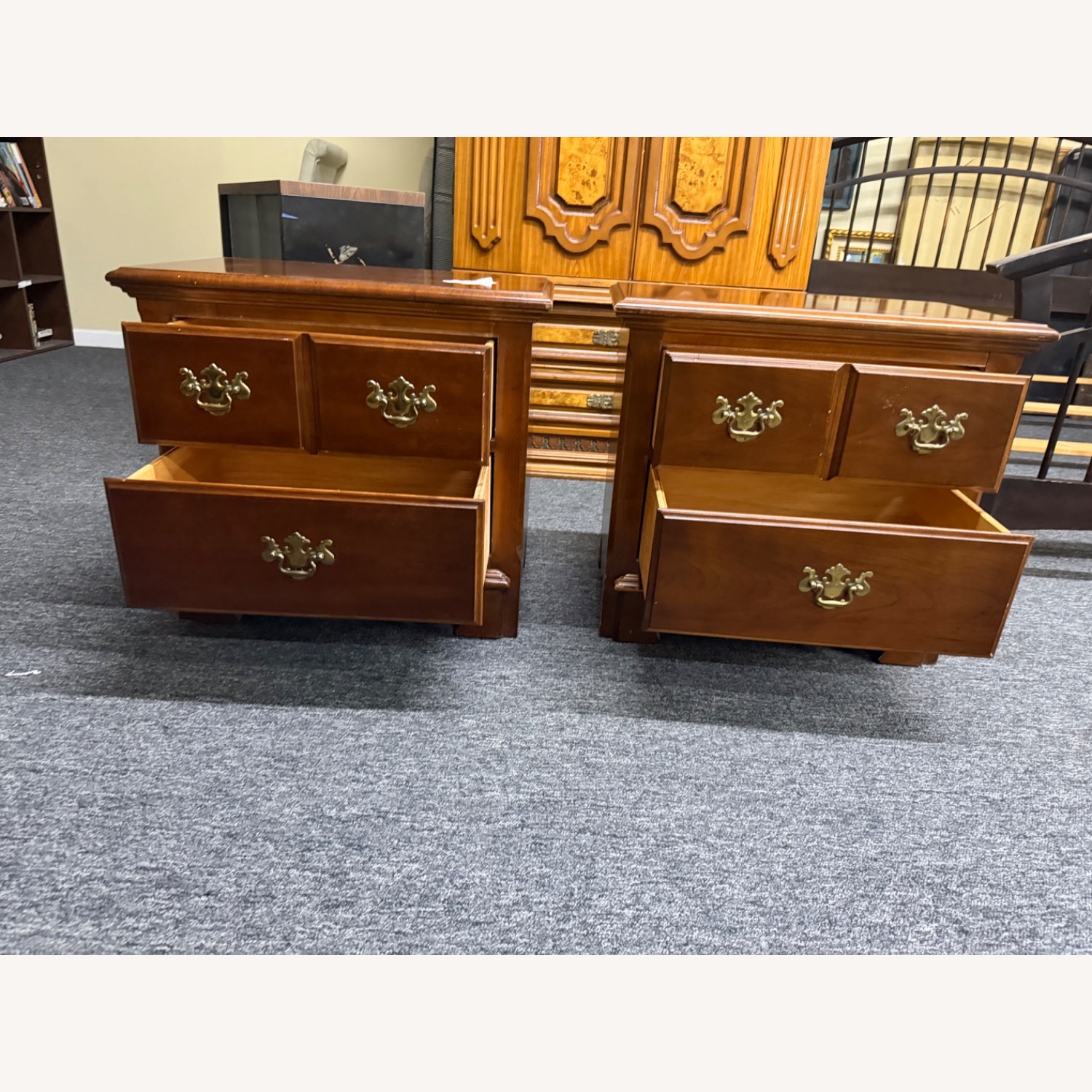 Vintage/Antique Dark Brown Wood Nightstands - image-14