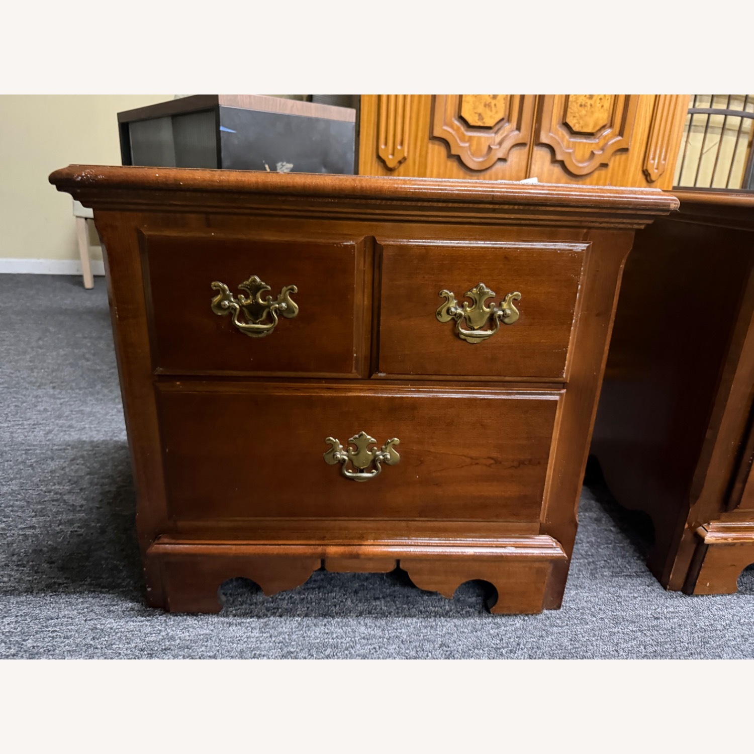 Vintage/Antique Dark Brown Wood Nightstands - image-4