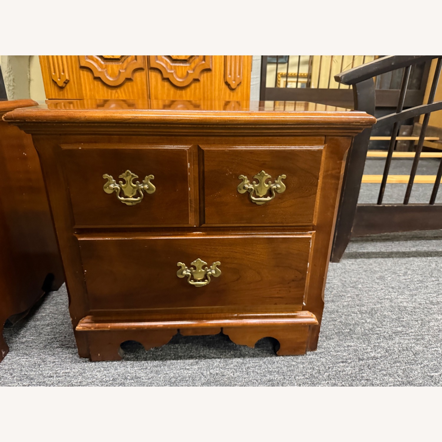 Vintage/Antique Dark Brown Wood Nightstands - image-5