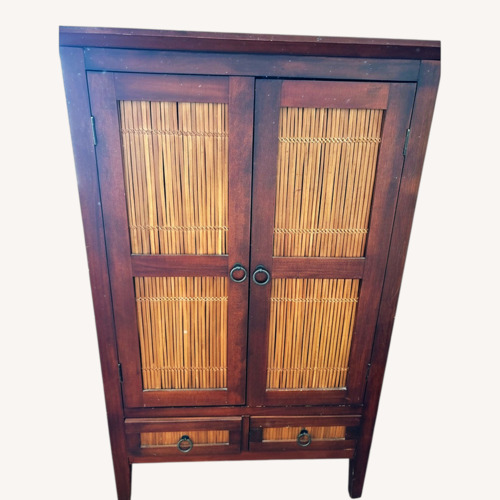 Used Pier 1 Imports Dark Brown Wood Media Storage for sale on AptDeco