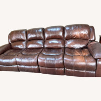 Raymour & Flanigan Dark Brown Leather Recliner Sofa