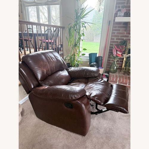 Used Raymour & Flanigan Bryant II Dark Brown Leather Recliner for sale on AptDeco
