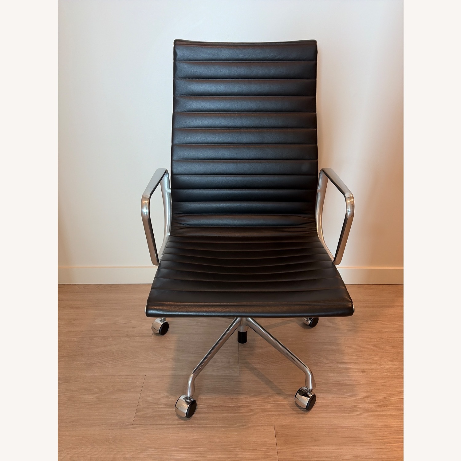 Herman Miller Black Eames Aluminum Leather Office Chair - image-1