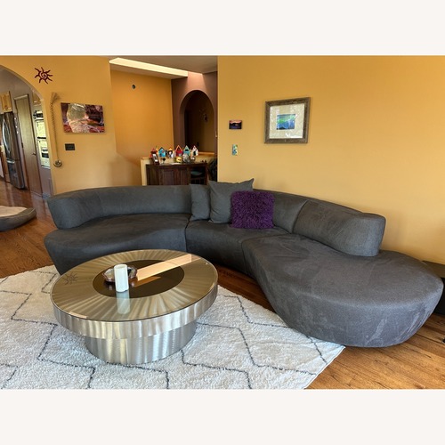 Used Lazar Arabella Light Gray Microsuede 2 Piece Sectional for sale on AptDeco