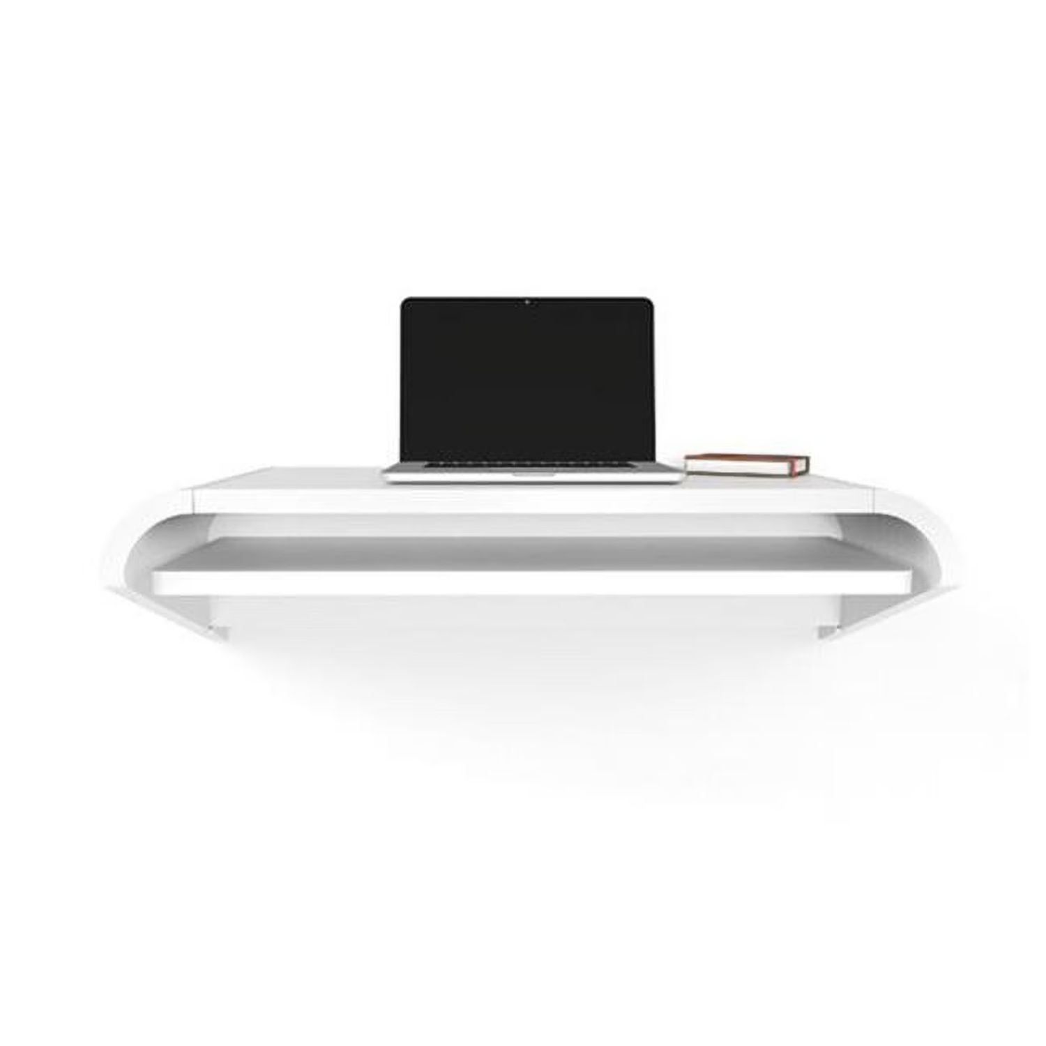 White Wood Desk Minimal Float Wall Desk - image-4
