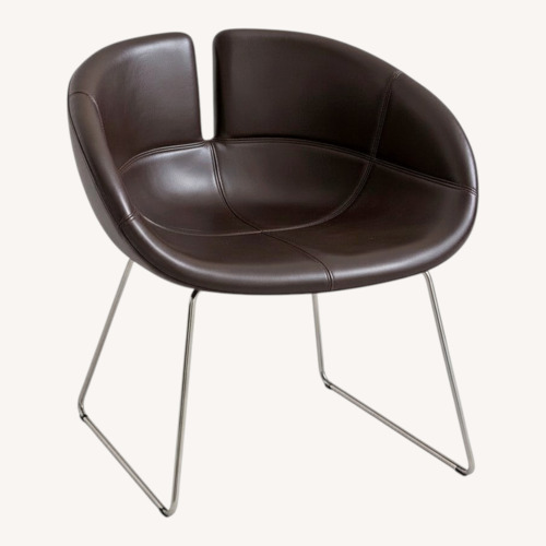 Used Moroso Fjord Dark Brown Leather Armchair for sale on AptDeco