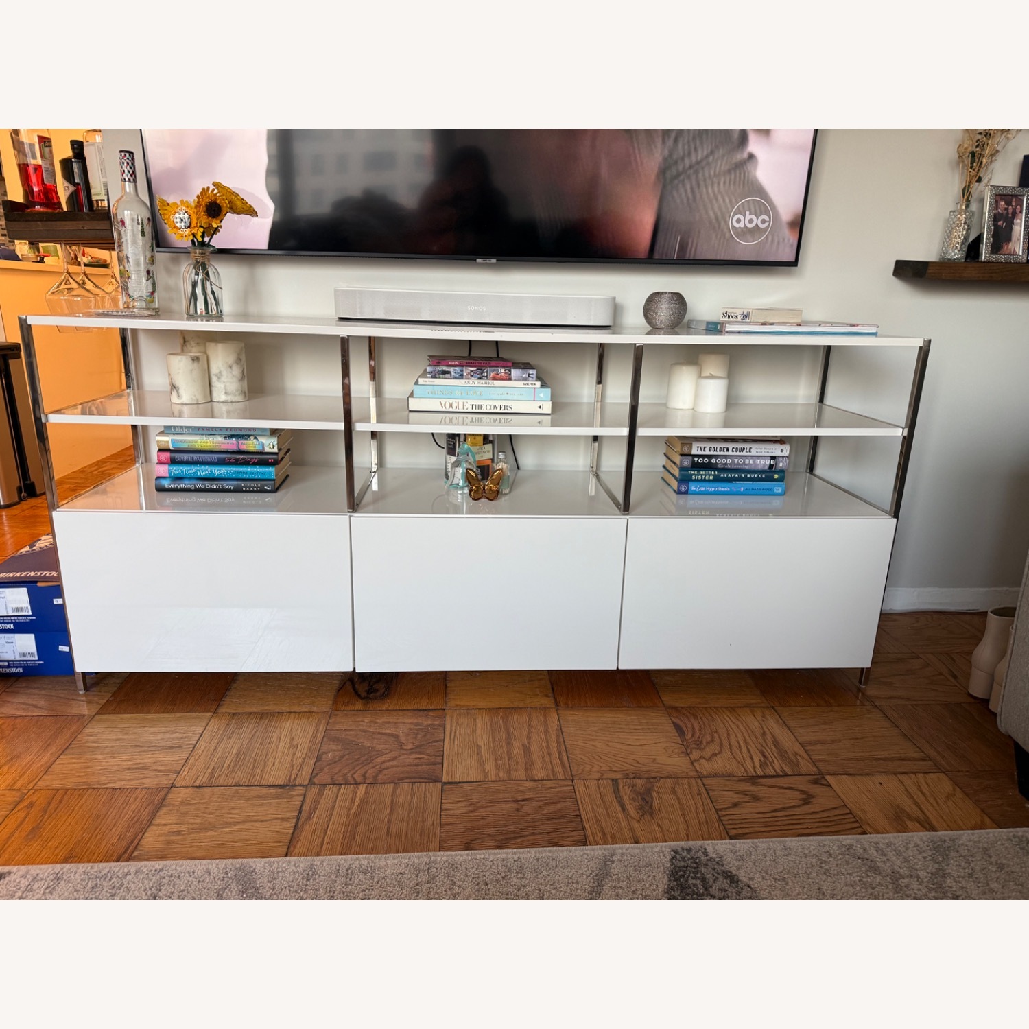 West Elm White Lacquer Media Storage - image-2