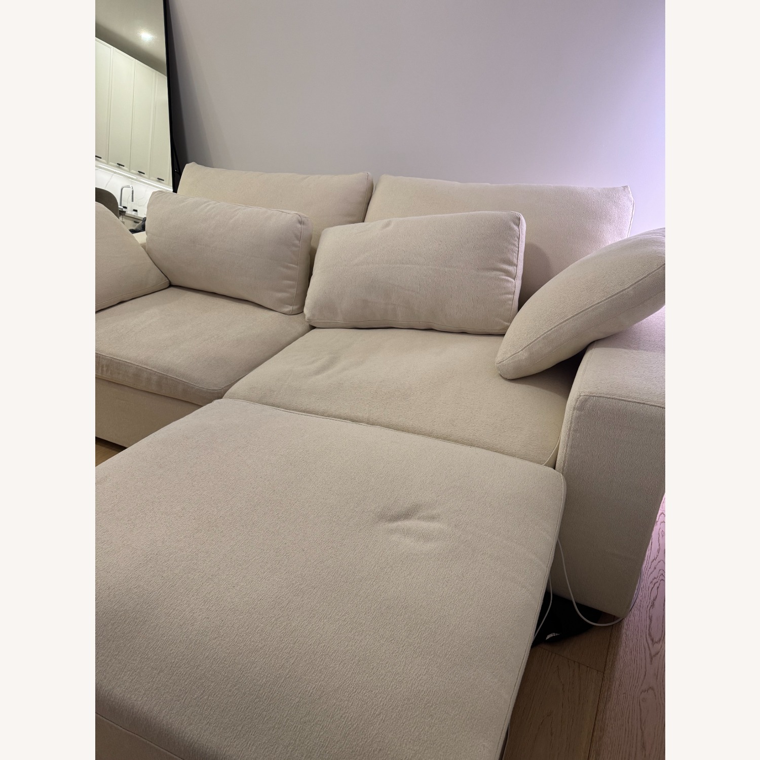 White Velvet 3+ Piece Sectional - image-2