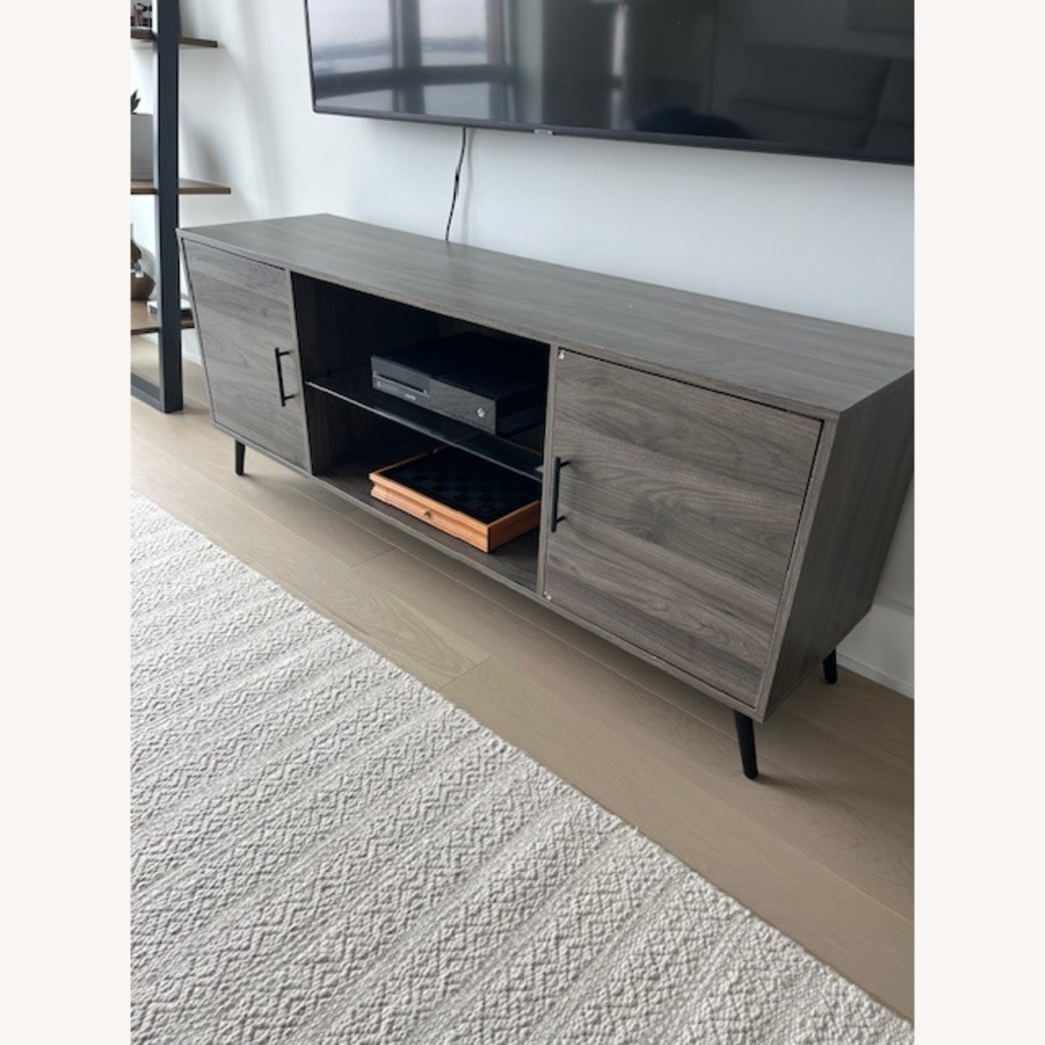 Mid Century Modern Glass Shelf TV Stand 60'' - image-1