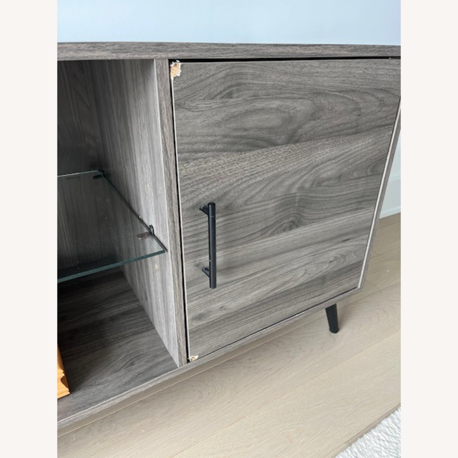 Mid Century Modern Glass Shelf TV Stand 60'' - image-3