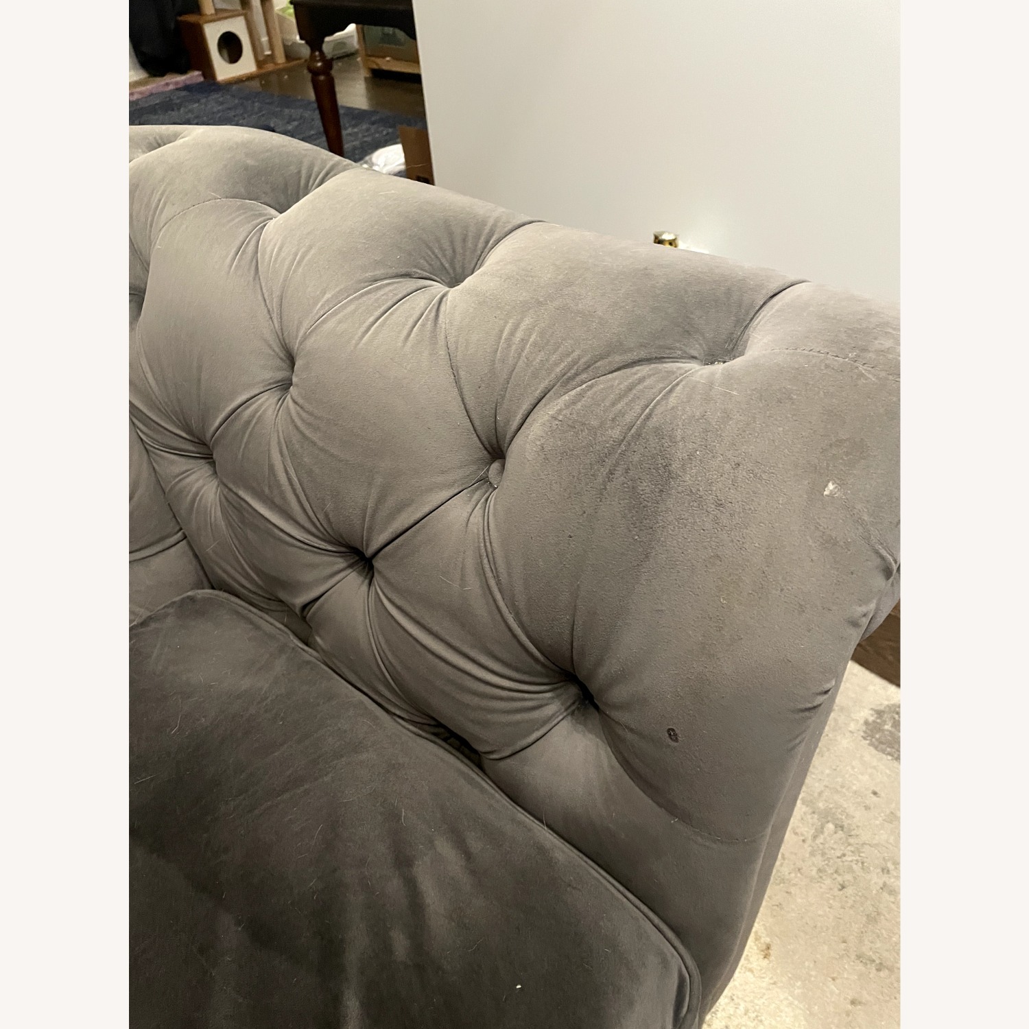 Huskins 6 - Piece Velvet Sectional - Blue/Grey - image-3