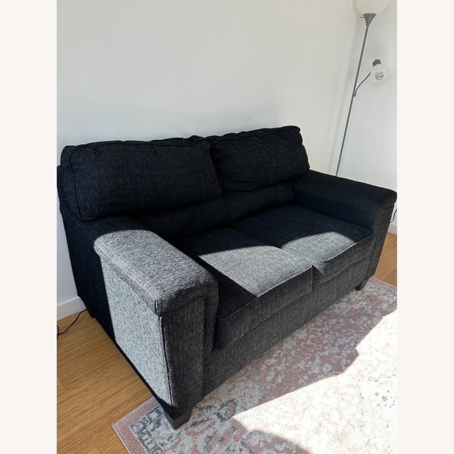 Onyx Black Fabric Loveseat - image-2