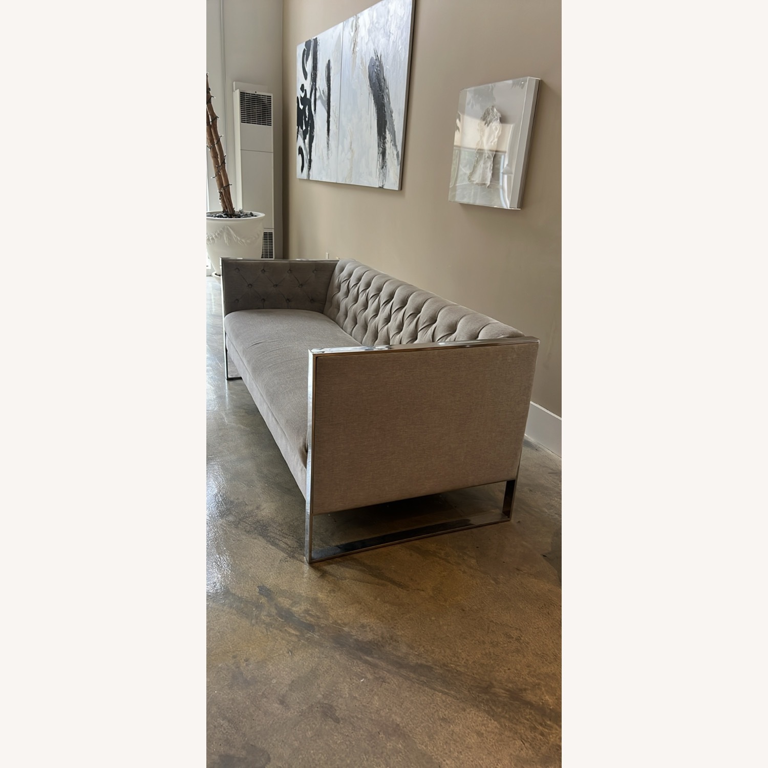 AllModern Light Gray Fabric 3+ Seater Sofa - image-3