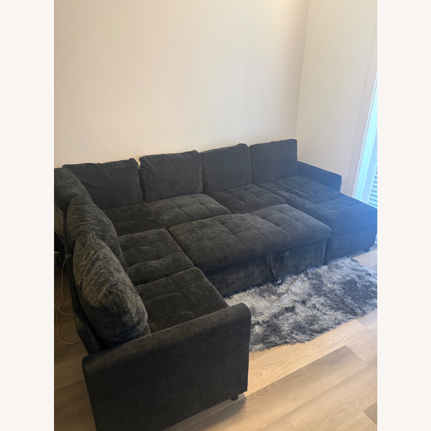 Black Fabric Sleeper Sofa - image-1