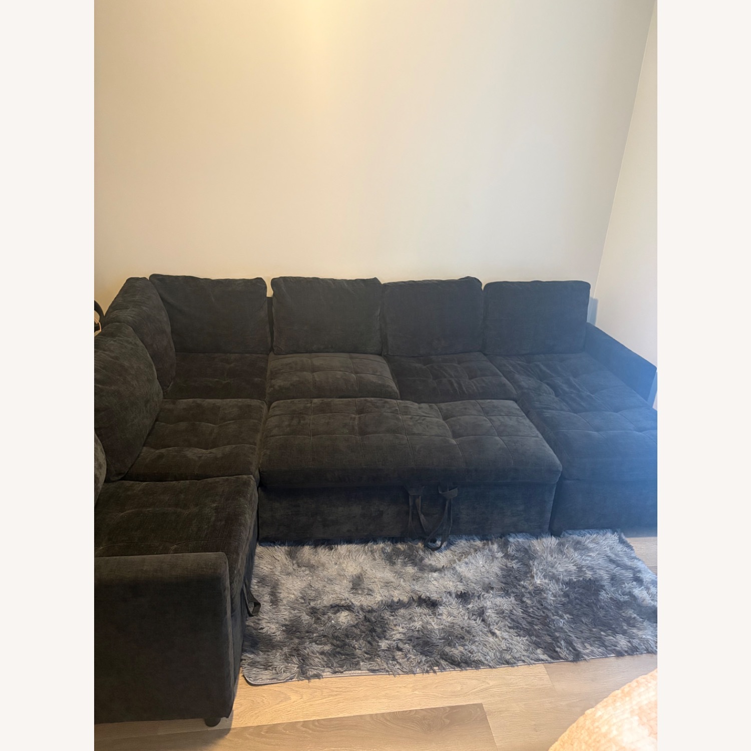 Black Fabric Sleeper Sofa - image-2