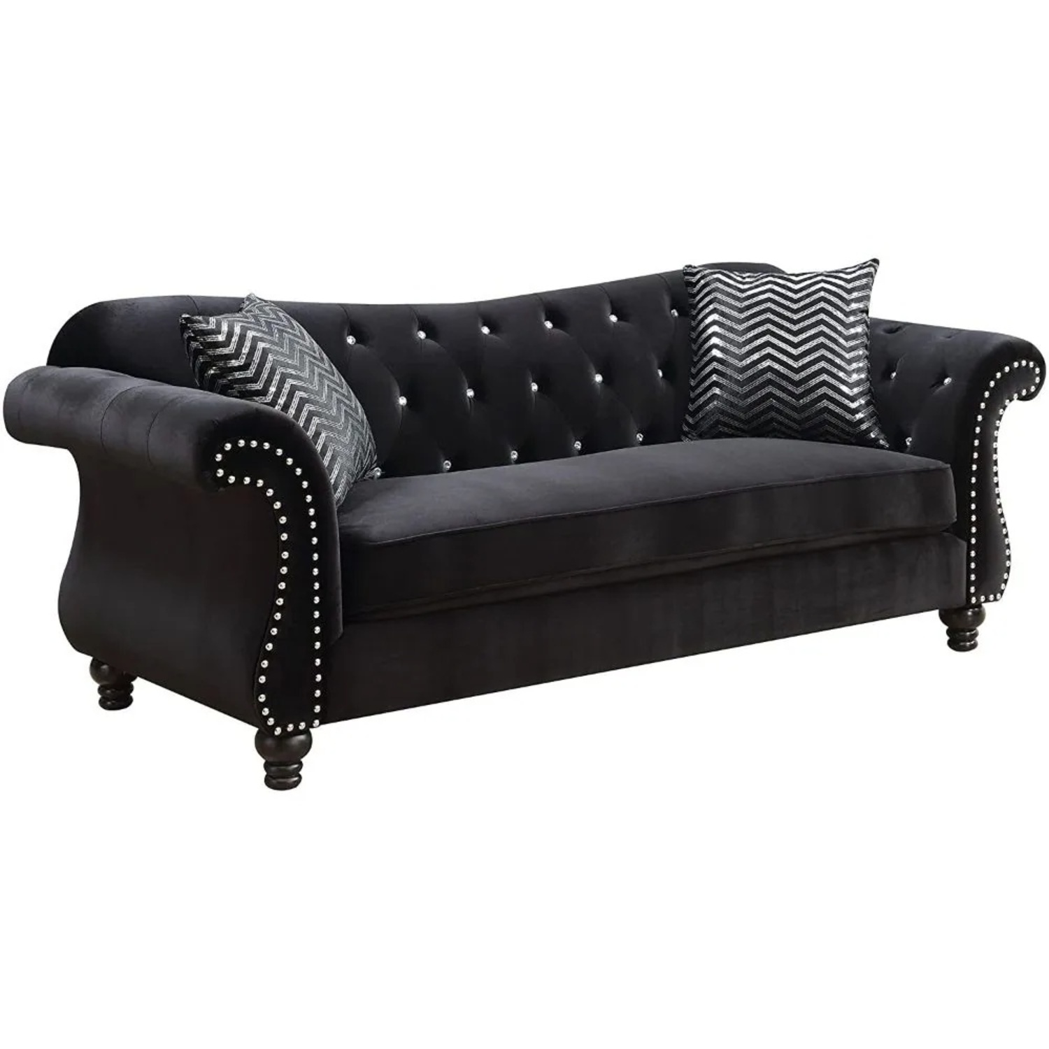 Black Fabric 2 Seater Sofa - image-4