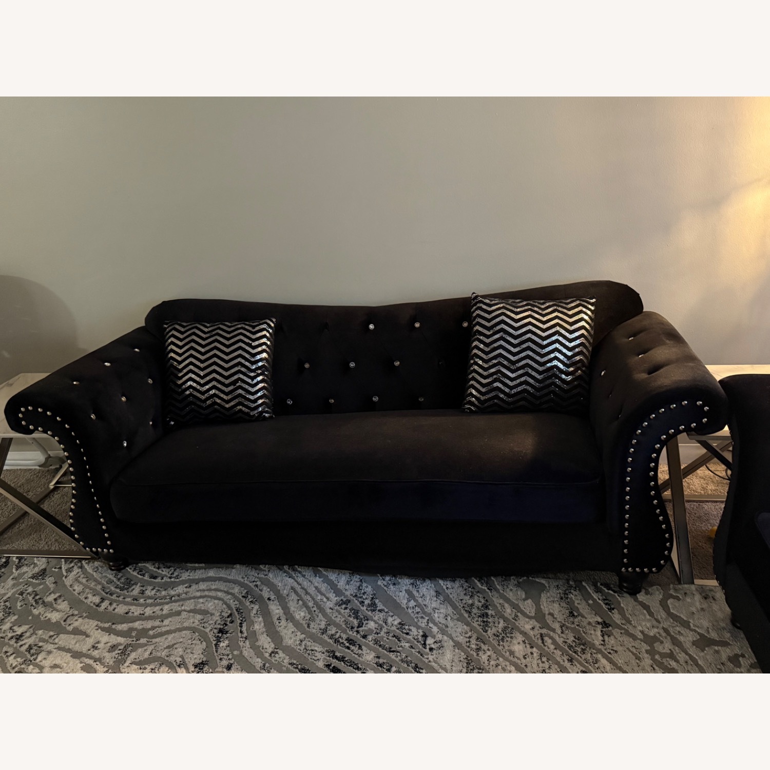Black Fabric 2 Seater Sofa - image-3