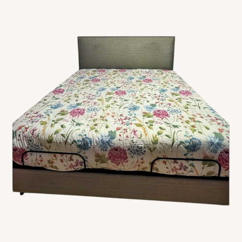 Used Raymour & Flanigan Light Gray Fabric King Bed for sale on AptDeco