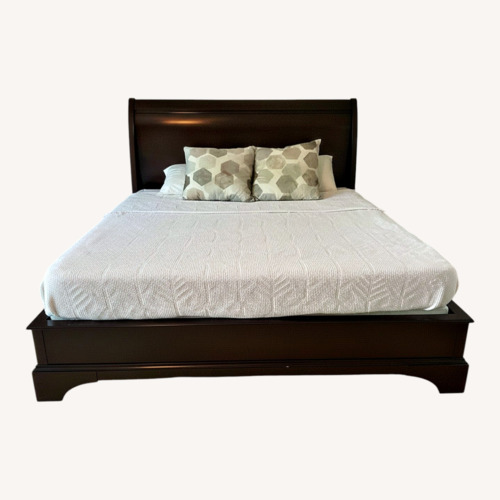 Used Vaughan Bassett Dark Brown Wood King Bed for sale on AptDeco