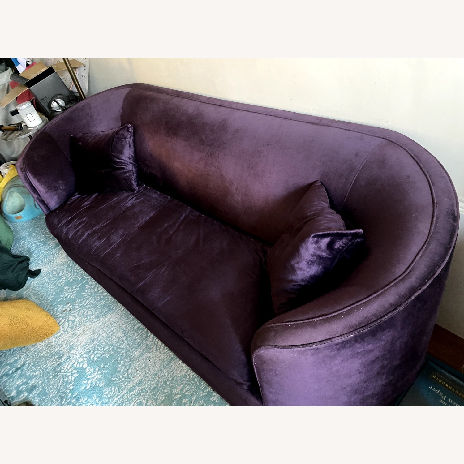 Anthropologie Vera Purple Velvet Sofa - image-3