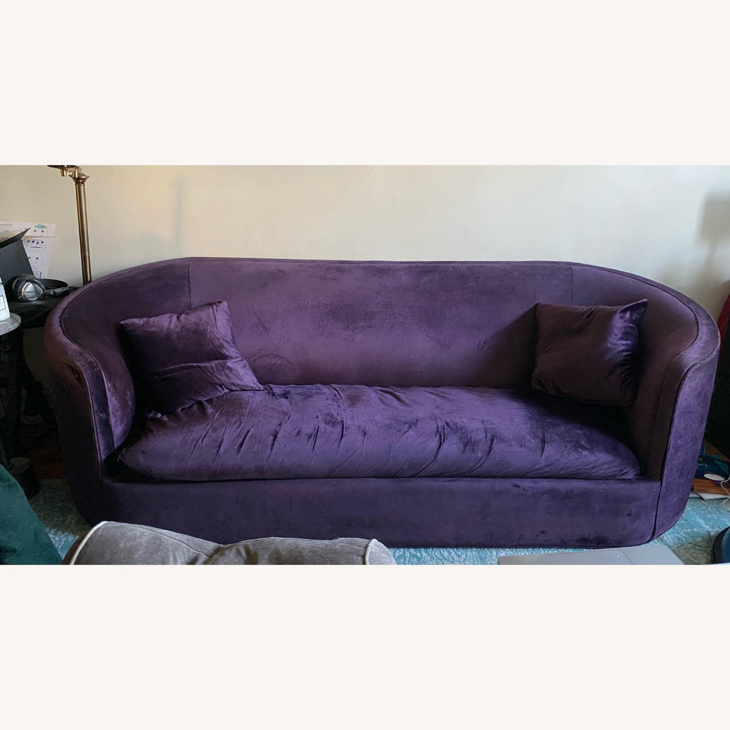 Anthropologie Vera Purple Velvet Sofa - image-1