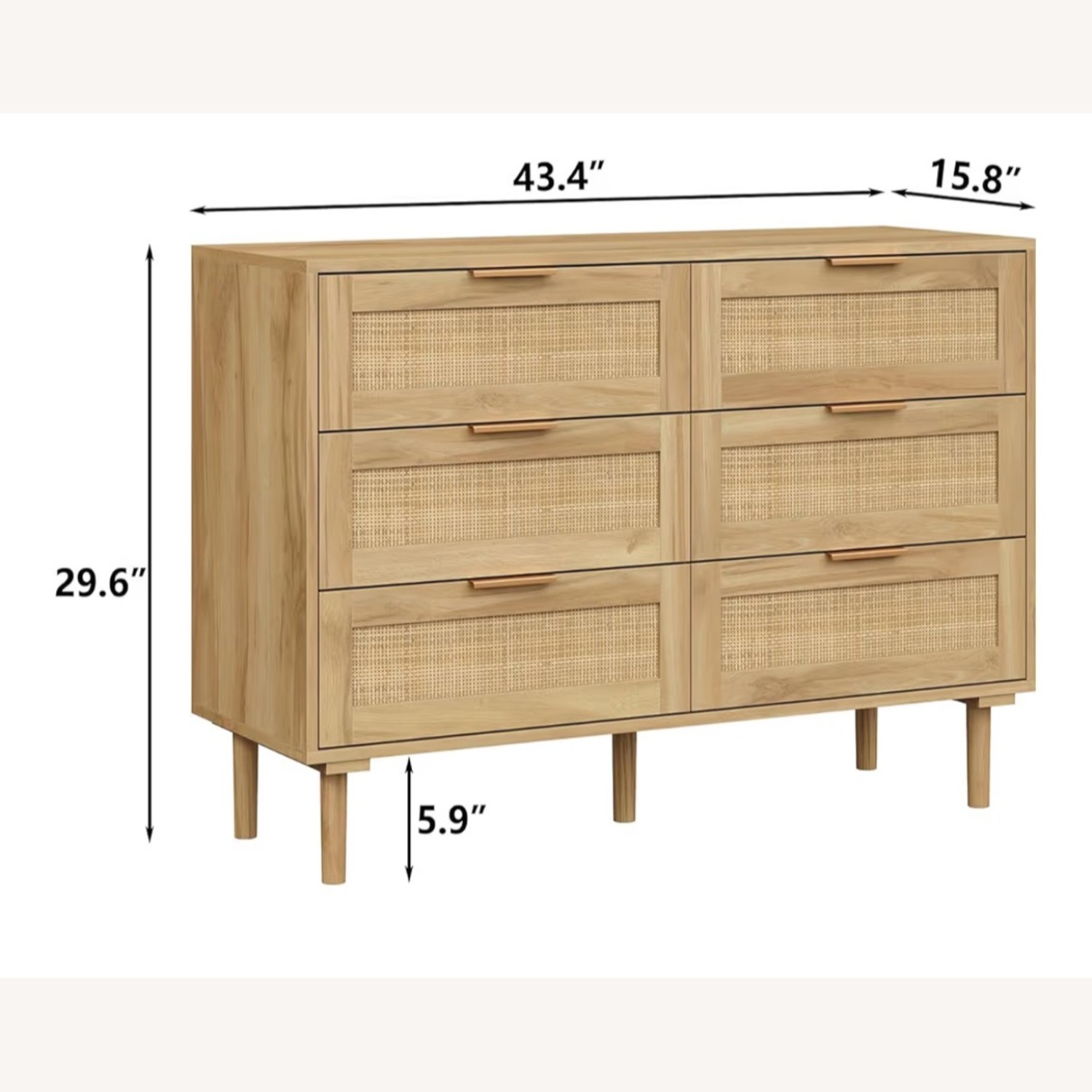 6-Drawer Boho Dresser with Gold Handles - image-3