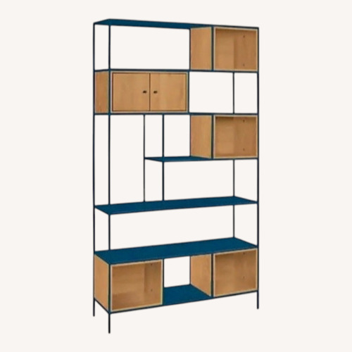 Used Room & Board Foshay Blue Metal and Oak Bookcase for sale on AptDeco