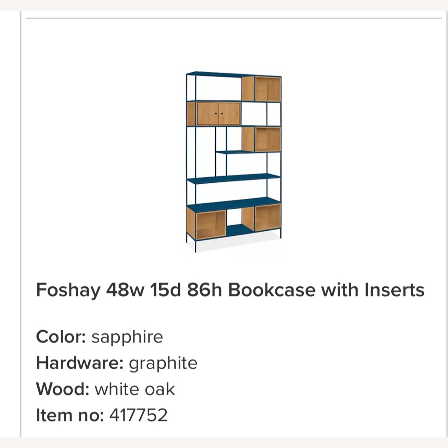 Room & Board Foshay Blue Metal and Oak Bookcase - image-5