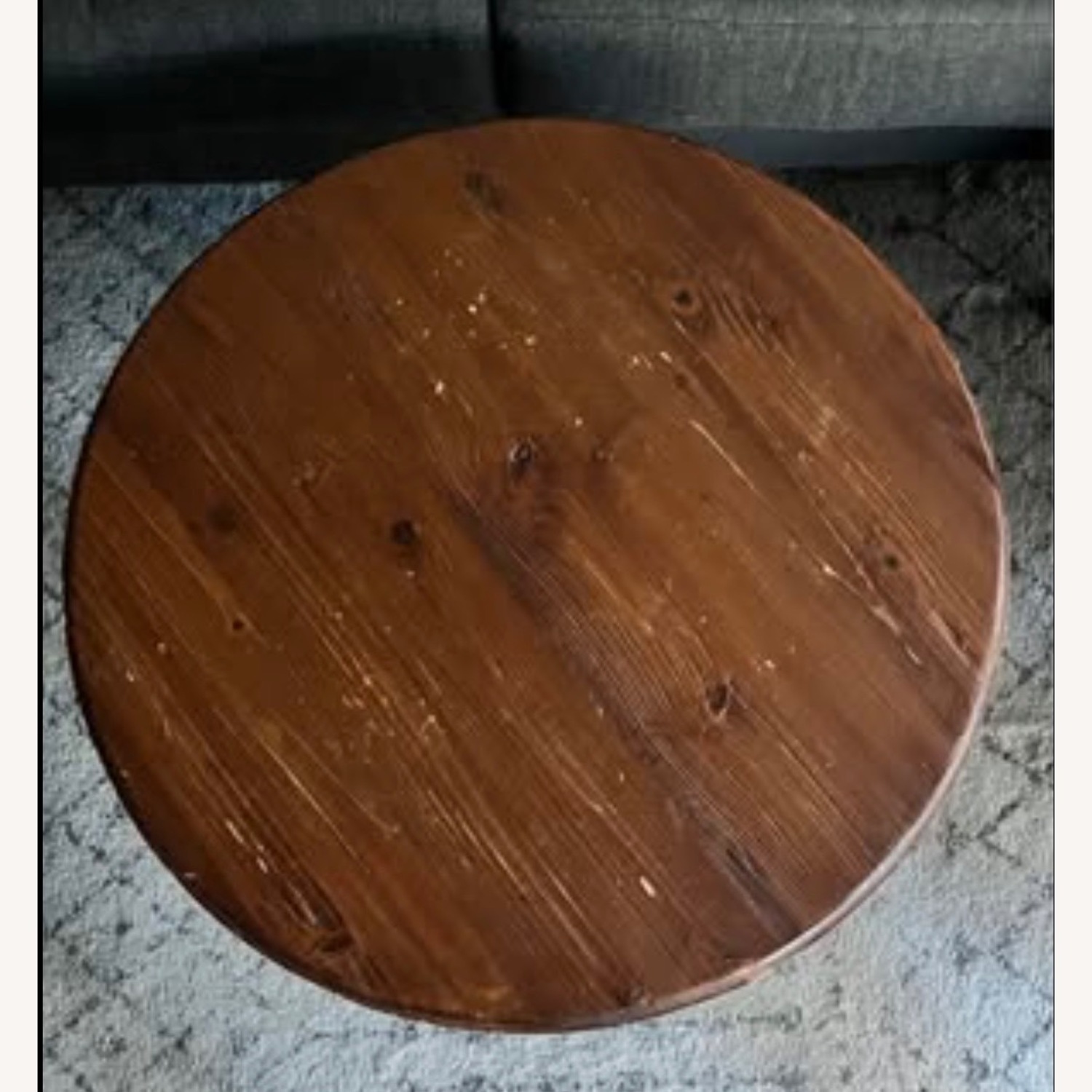 Roselyn Round Coffee Table - Solid Wood Top, Iron Legs - image-1