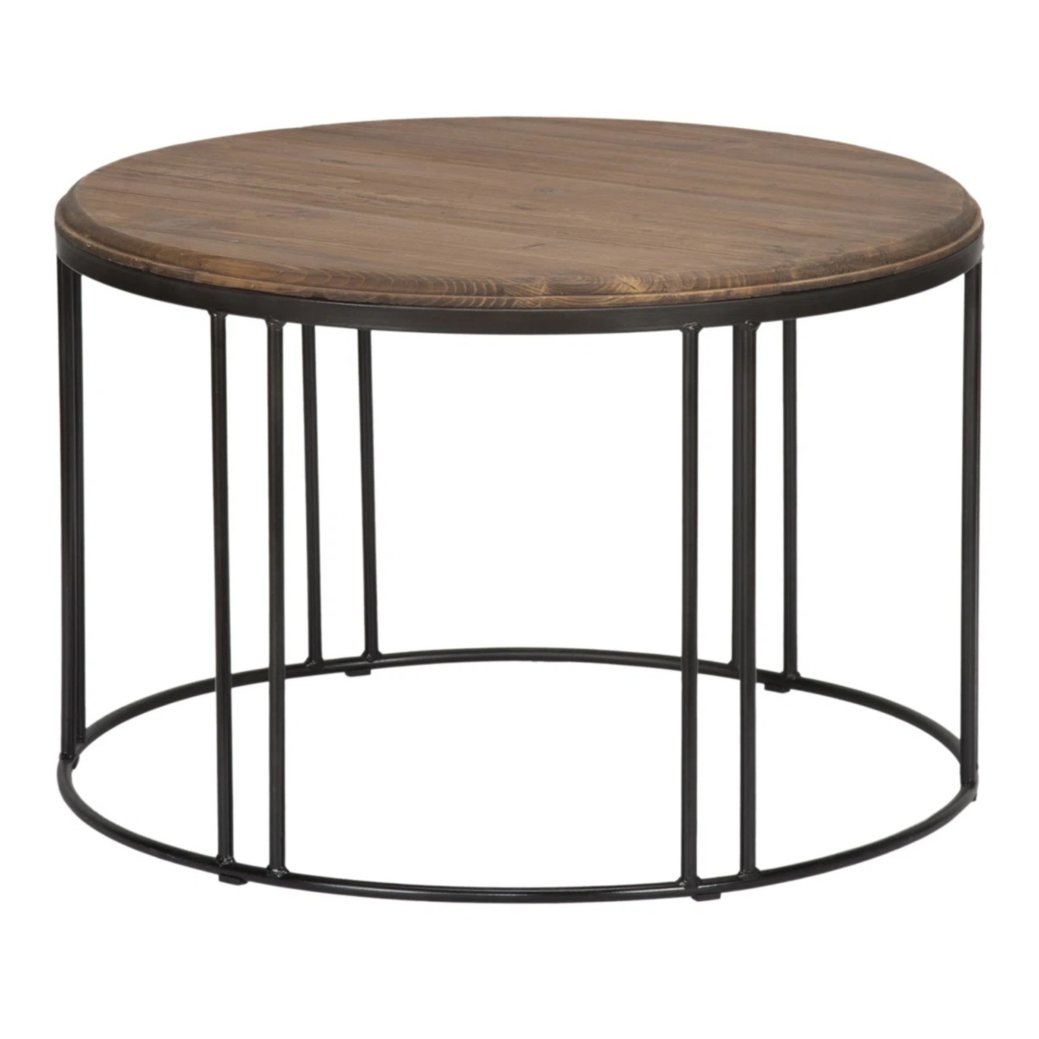 Roselyn Round Coffee Table - Solid Wood Top, Iron Legs - image-4