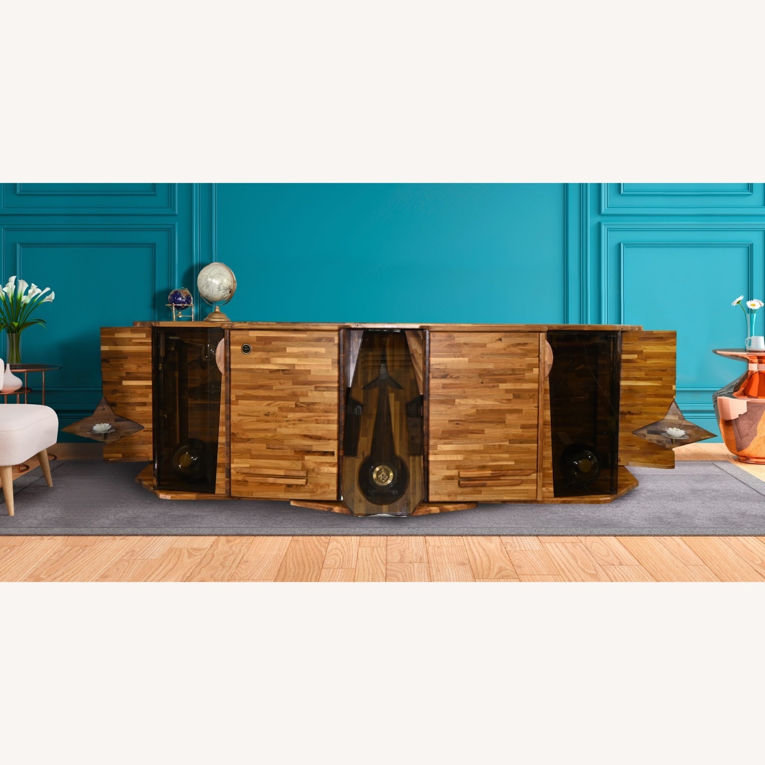 Art Furniture Dark Brown Wood Sideboard - image-5